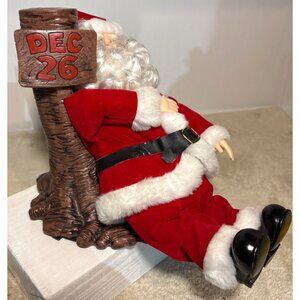 1989 Telco Vintage Sleeping Santa Claus by a Tree With Dec 26 Sign 10" Tall READ